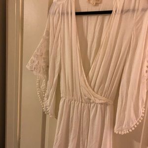 Bright white romper with tie waist